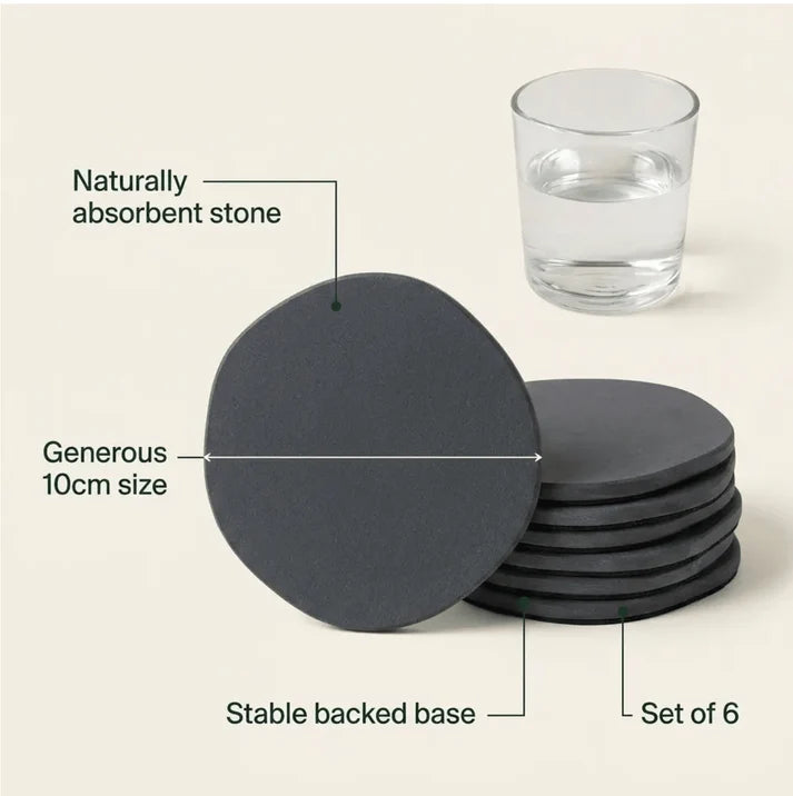 Luxgrove™ Quick-Dry Stone Coasters - The Coaster That Drinks The Condensation (Set of 6)